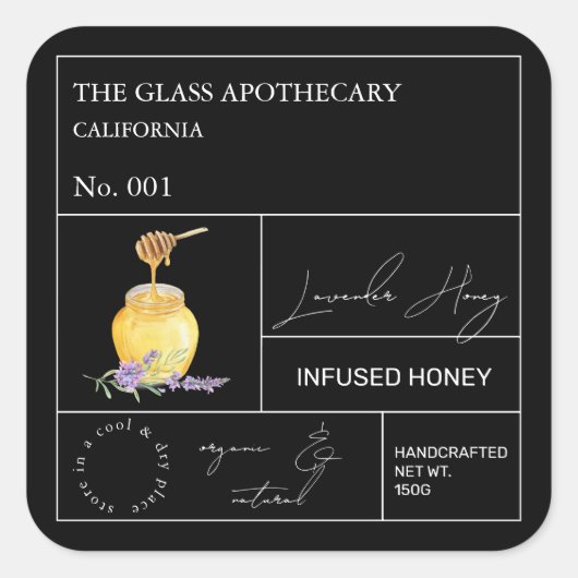 Apothecary Lavender Infused Honey Label (Voorkant)