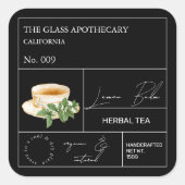 Apothecary Lemon Balm Herbal Tea Label (Voorkant)