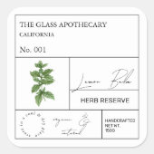 Apothecary Lemon Balm Label (Voorkant)