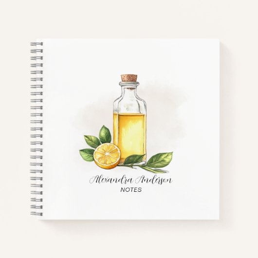 Apothecary Lemon Citrus Essential Oils Waterverf Notitieboek (Voorkant)