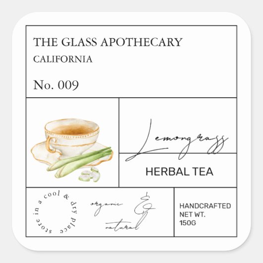 Apothecary Lemongrass Kruidenthee Label (Voorkant)