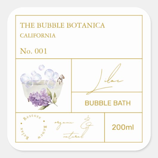 Apothecary Lilac Bubble Bath Label (Voorkant)