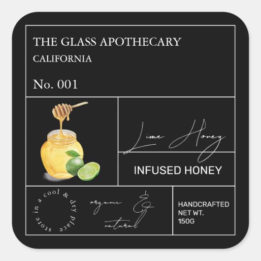 Apothecary Limoen Infused Honey Label (Voorkant)