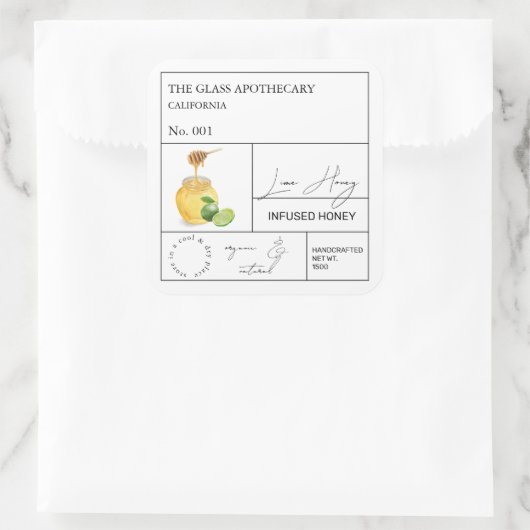 Apothecary Limoen Infused Honey Label (Tas)