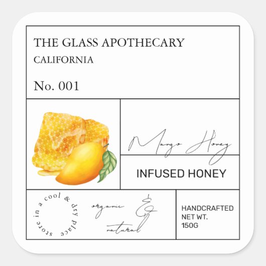 Apothecary Mango Infused Honey Label (Voorkant)