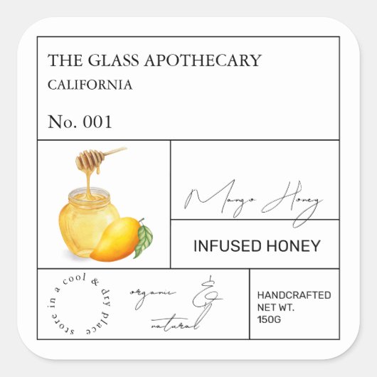 Apothecary Mango Infused Honey Label (Voorkant)