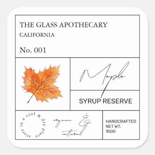 Apothecary Maple Syrup Label (Voorkant)