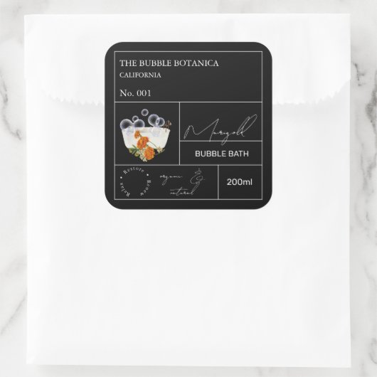 Apothecary Marigold Bubble Bath Label (Tas)