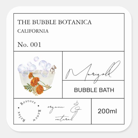Apothecary Marigold Bubble Bath Label (Voorkant)
