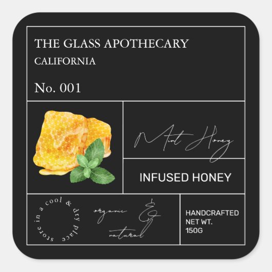 Apothecary Mint Infused Honey Label (Voorkant)