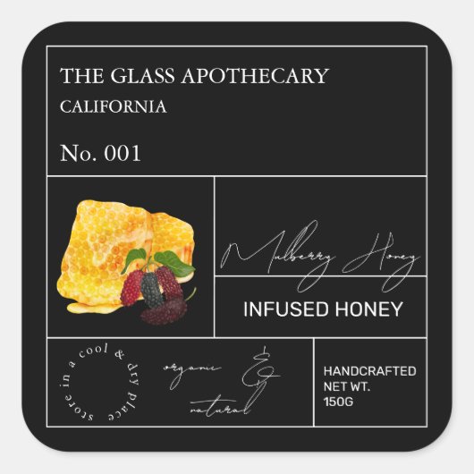 Apothecary Mulberry Infused Honey Label (Voorkant)