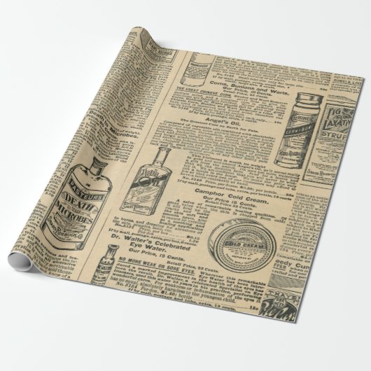 Apothecary  Newspapier Ads Cadeaupapier (Uitgerold)