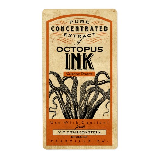  APOTHECARY OCTOPUS INK | HALLOEEN ETIKET (Voorkant)