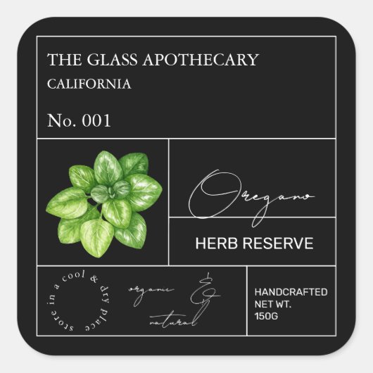 Apothecary oregano label (Voorkant)