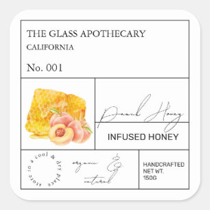Apothecary Peach - Etiket voor geïnfundeerde honin