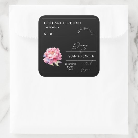 Apothecary Peony geurkaars label (Tas)