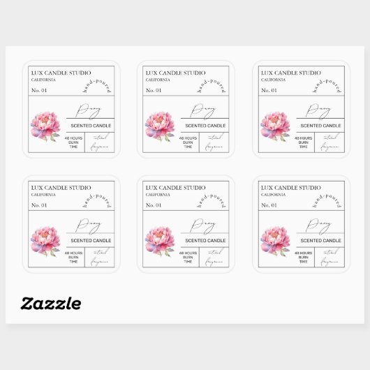 Apothecary Peony geurkaars label (Vel)