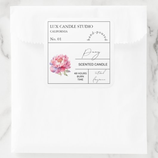 Apothecary Peony geurkaars label (Tas)