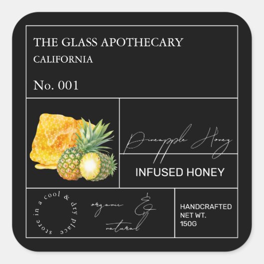 Apothecary Pineapple Infused Honey Label (Voorkant)