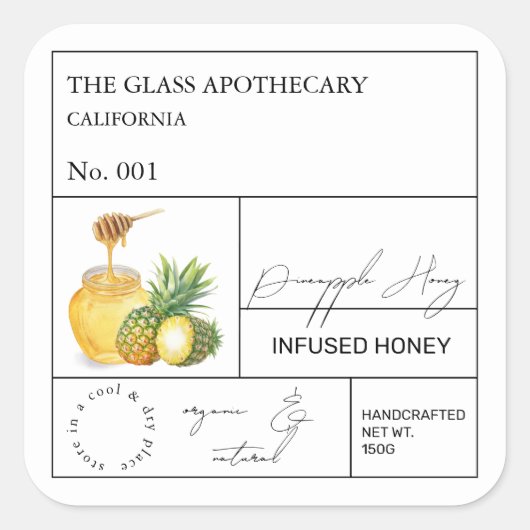Apothecary Pineapple Infused Honey Label (Voorkant)