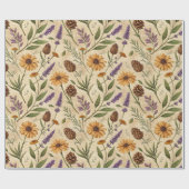Apothecary Pinecone & Lavender Floral Wrap Cadeaupapier (Vlak)