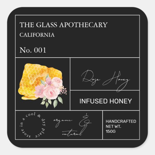 Apothecary Roos Infused Honey Label (Voorkant)