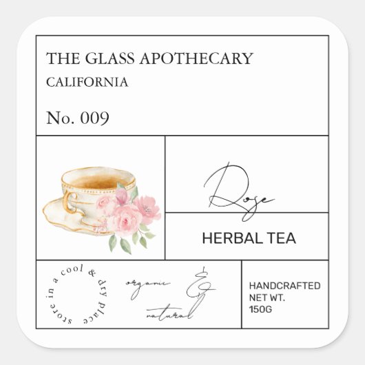 Apothecary Rose Herbal Tea  Label (Voorkant)