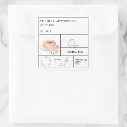 Apothecary Rose Herbal Tea Label (Tas)
