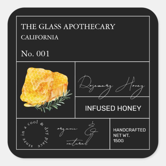 Apothecary Rosemary Infused Honey Label (Voorkant)