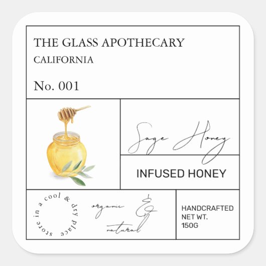 Apothecary Sage Infused Honey Label (Voorkant)