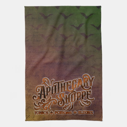 Apothecary Shoppe Halloween Gothic Sign Theedoek (Verticaal)
