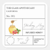 Apothecary Strawberry Infused Honey Label (Voorkant)