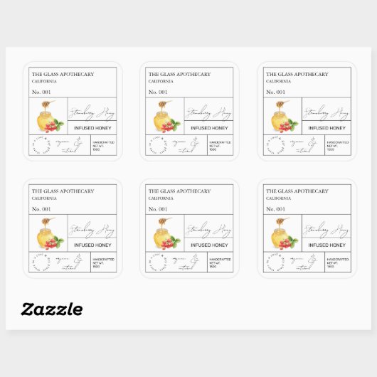 Apothecary Strawberry Infused Honey Label (Vel)