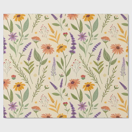 Apothecary Summer Herbal Bloom Pattern Cadeaupapier (Vlak)