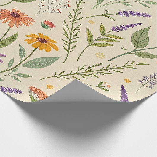 Apothecary Summer Herbal Bloom Pattern Cadeaupapier (Hoek)