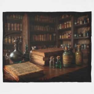 Apothecary tafel middeleeuwse scène fleece deken