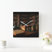 Apothecary tafel middeleeuwse scène vierkante klok (Huis)