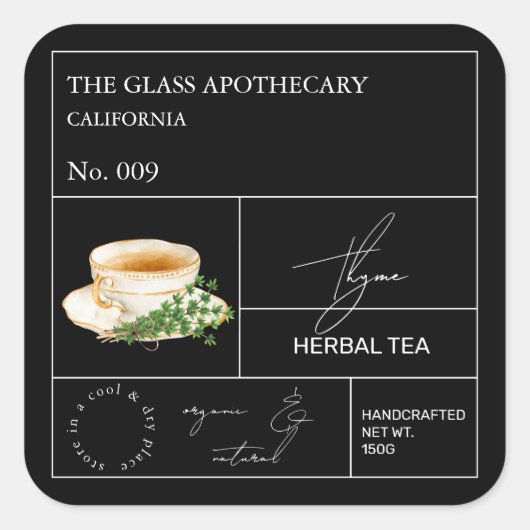 Apothecary Thyme Herbal Tea  Label (Voorkant)
