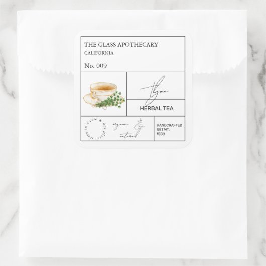 Apothecary Thyme Herbal Tea  Label (Tas)