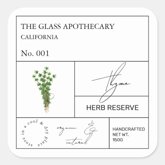 Apothecary Thyme Label (Voorkant)