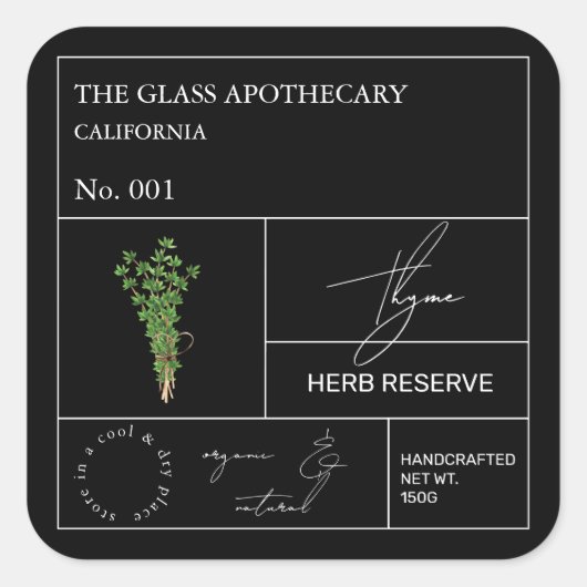 Apothecary Thyme Label (Voorkant)