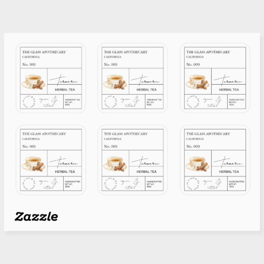 Apothecary Turmeric Herbal Tea Label (Vel)