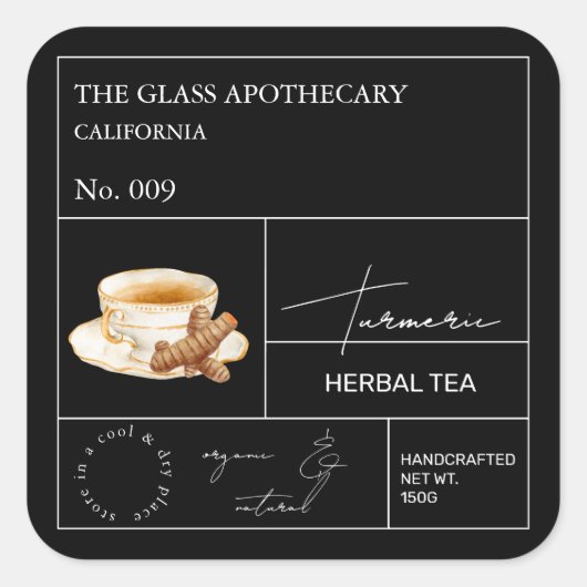 Apothecary Turmeric Herbal Tea  Label (Voorkant)