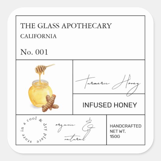 Apothecary Turmeric Infused Honey Label (Voorkant)
