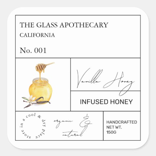 Apothecary Vanilla Infused Honey Label (Voorkant)