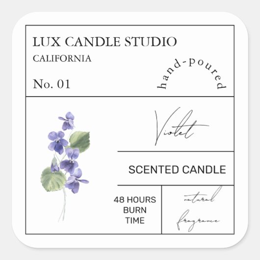 Apothecary Violet Geurkaars Label (Voorkant)