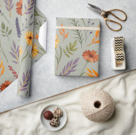 Apothecary Wildflower Grey Botanical Wrap Cadeaupapier