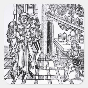 Apothecary's shop uit de pub "Das Buch der Cirugia Vierkante Sticker