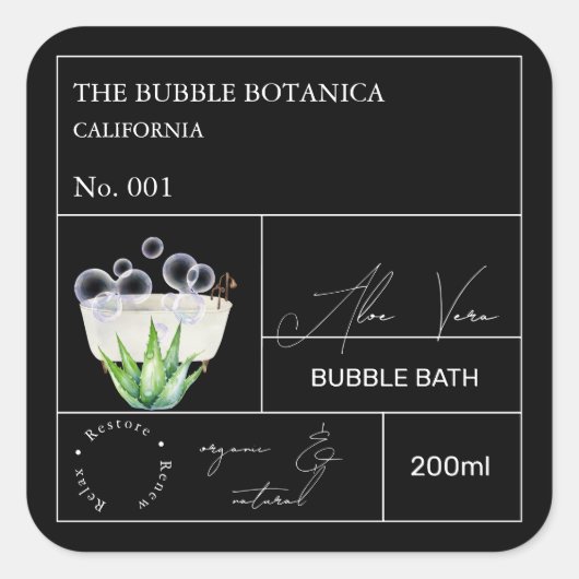 Apotheek Aloë Vera Bubbelbad Label (Voorkant)