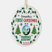 Apotheek Assistent Eerste Kerstdag Gepersonaliseer Keramisch Ornament (Rechts)
